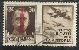 ITALY KINGDOM ITALIA REGNO 1944 REPUBBLICA SOCIALE ITALIANA RSI PROPAGANDA FASCIO CENT 30 BRUNO III USATO USED OBLITERE' - Oorlogspropaganda