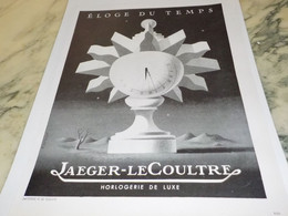 ANCIENNE PUBLICITE ELOGE DU TEMPS JAEGER 1942 - Autres & Non Classés