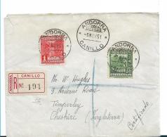 PAF004 /  Andorra, Postamt Canillo 1951, Einschreiben Nach England - Storia Postale