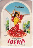 ANTIGUA ETIQUETA DE LA COMPAÑIA AEREA IBERIA (AVION-PLANE) FLAMENCA - Etiquetas De Equipaje