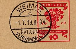 DR  P115  Postkarte Nationalversammlung Sost. Weimar 1.7.1919  Kat. 15,00 € - Briefkaarten