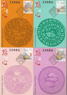 Macau Gastronomie Et Bonbons Serie Complete 4 Cartes Maximum 1999 Macao Gastronomy And Candies 4 Maxicards - Cartoline Maximum