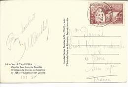 Sur Cpa Canillo St Jean De Caselles Timbre 131 Seul 1952 - Storia Postale
