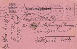 Feldpostkarte - Wien Nach K.k. Bahn-Sicherungs Kompanie Opcina - 1916  (36033) - Cartas & Documentos