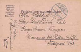 Feldpostkarte Wien Nach Feldpost 143 Korps Train Truppen - 1915 (36040) - Cartas & Documentos