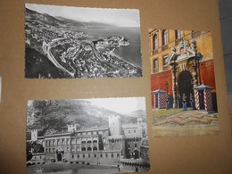 Lot De 3 CP/  MONACO Le Palais + Vue Générale + Carabiniers De S.a.s. Avec Le Prince De Monaco Devant L'entrée Du Palais - Collezioni & Lotti