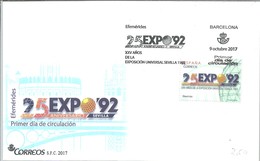 FDC ESPAÑA 2017  ANIVERSARY - 1992 – Sevilla (España)