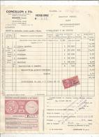 Facture , 1960 , CONCILLON & Fils ,distillateurs , Roanne ,Loire ,+ Congé 4 CC ROSE, 2 Scans , Frais Fr 1.45e - 1950 - ...