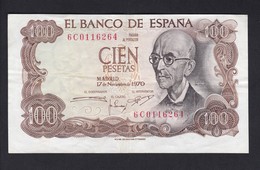 BILLETE DE 100 PTAS DEL AÑO 1970 MUY DESCENTRADO - MAL CORTADO (BANK NOTE) MANUEL DE FALLA - 100 Pesetas