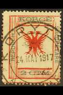 KORCE (KORITZA) LOCAL ISSUE 1917 2c Red-brown & Green "CTM" FOR "CTS" Variety (Michel 12 I, SG 76a), Used With Nice "Kor - Albanie