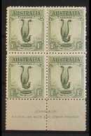 1932 1s Green Lyrebird, SG 140, John Ash Imprint Block Of Four, Fine Mint With The Lower Pair Never Hinged. For More Ima - Other & Unclassified