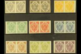 BOSNIA AND HERZEGOVINA 1895-99 Typographed Complete Set Of IMPERF PLATE PROOF PAIRS (Michel 1/9 II P U) Printed On Ungum - Autres & Non Classés