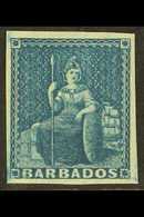 1855-58 (1d) Deep Blue On White Paper, SG 10, Imperf With 4 Clear Margins, Very Fine Mint For More Images, Please Visit  - Barbades (...-1966)