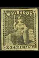 1858 1s Black Imperf, SG 12a, 4 Wide Margins, Fine Mint With Large Part OG For More Images, Please Visit Http://www.sand - Barbades (...-1966)