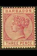 1882-86 3d Deep Purple, SG 95, Very Fine Mint. For More Images, Please Visit Http://www.sandafayre.com/itemdetails.aspx? - Barbades (...-1966)