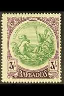 1920 3s Green & Bright Violet, SG 200a, Fine Mint For More Images, Please Visit Http://www.sandafayre.com/itemdetails.as - Barbades (...-1966)