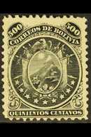 1868-69 500c Black With Nine Stars (Scott 14, SG 36, Michel 12), Mint, Light Vertical Crease Not Detracting, Very Fresh  - Bolivien