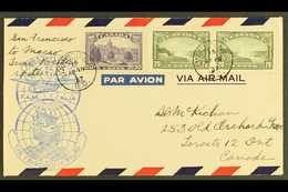 1937 Air Mail Cover Franked 1935 20c Olive (2) And 50c Violet, Carried On The First Flight San Francisco To Macau (Fam 1 - Other & Unclassified