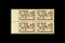 OFFICIALS 1950 - 1 10c Brown Purple Drying Furs, Marginal Block Of 4 Overprinted "G", Variety "overprint Omitted In Pair - Altri & Non Classificati