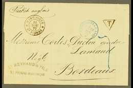 MARTINIQUE POSTAGE DUE 1877 Unfranked Letter From St Pierre To Bordeaux Via The British Packet With Fine Martinique St P - Autres & Non Classés