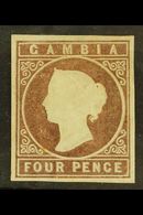 1869 4d Pale Brown No Wmk, SG 2, Mint Part OG With 4 Good Neat Margins. For More Images, Please Visit Http://www.sandafa - Gambia (...-1964)