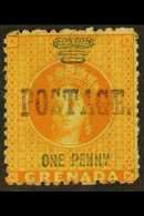 1883 1d Orange With Large "Postage" Overprint, SG 27, Fine Unused. For More Images, Please Visit Http://www.sandafayre.c - Grenade (...-1974)