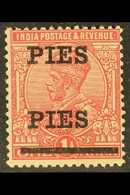 1921 9p On 1a Rose-carmine "PIES PIES" Surcharge Error, SG 192b, Fine Mint. For More Images, Please Visit Http://www.san - Autres & Non Classés