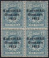 1922-23 BROKEN FRAME LINE 10d Turquoise Blue SG 62, Fine Mint Block Of Four With Lower Left Stamp Showing Broken Frame L - Altri & Non Classificati