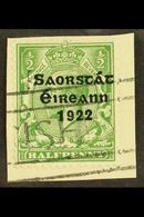 1922-23 SAORSTAT ½d Green, Showing Guide Block At Left, Used On A Piece. For More Images, Please Visit Http://www.sandaf - Sonstige & Ohne Zuordnung