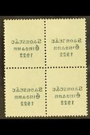 1922-23 SAORSTAT 1s Bistre-brown, SG 63, Fine Mint Block Of Four Showing Full Offset Of Overprint. For More Images, Plea - Autres & Non Classés