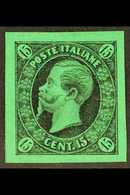 1863 RONCHI ESSAYS 15c Black On Bright Emerald Green Paper, CEI S7s, Very Fine With Large Margins All Round. For More Im - Non Classificati