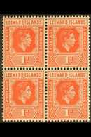 1938-51 1d Scarlet Block Of Four, One Showing "DI" Flaw, SG 99a, Very Fine Mint, The Variety Never Hinged. For More Imag - Leeward  Islands