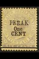 PERAK 1891 1c On 6c Lilac, Variety "Short R", SG 46a, Mint. Toned Gum But Scarce. For More Images, Please Visit Http://w - Sonstige & Ohne Zuordnung