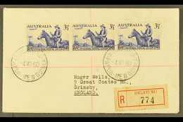 1950 (May) Neat "Roger Wells" Envelope Registered To England, Bearing Australia UPU 3½d X3 Tied HIGATURU Cds's, Less Tha - Papua Nuova Guinea