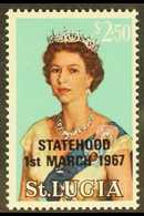 1967 $2.50 Multicoloured QEII With "Statehood" OVERPRINT IN BLACK, Michel 216b (see Note After SG 239), Never Hinged Min - Ste Lucie (...-1978)