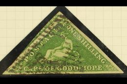 CAPE OF GOOD HOPE 1858 1s Bright Yellow Green, SG 8, Superb Used With Large Margins All Round Showing Part Of Adjacent S - Ohne Zuordnung