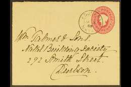 NATAL 1903 (Jan 3rd) 1d Postal Stationery Envelope To Durban Bearing A Seldom Seen "EQUEEFA" Cds, Umzinto Transit Mark & - Non Classés