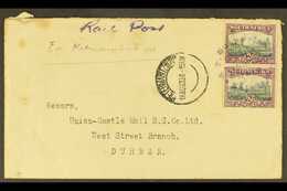 1933 "RAIL POST" COVER 1933 (16 Aug) Cover To Durban, Endorsed "Rail Post", Bearing 2d Vertical Pair Tied By "A.T.Suther - Non Classificati