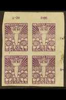 1918-1919 ISSUES FOR CROATIA. 1919 3f Mauve, SG 88, Mi 89u, Imperf Corner Block Of 4, Fine Mint (4) For More Images, Ple - Other & Unclassified