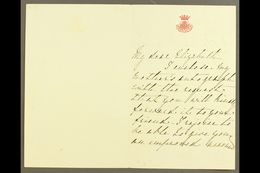 ROYAL FAMILY AUTOGRAPH MARY ADELAIDE (DUCHESS OF TECK) 1856 Autographed Letter Signed On Crested Letter Sheet (Duchess O - Altri & Non Classificati