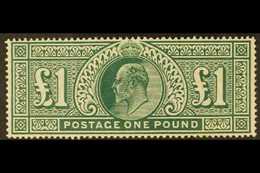 1902 £1 Dull Blue- Green De La Rue, SG 266, Mint Very Lightly Hinged (so Lightly Hinged That It Was Previous Purchased A - Non Classés