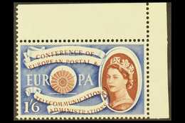 1960 EUROPEAN POSTAL CONFERENCE 1s6d Brown & Blue, SG 622, Corner Marginal Showing A BROWN COLOUR DOWNWARD SHIFT Printin - Other & Unclassified