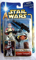 STAR WARS 2002 BLISTER ATTACK OF THE CLONE FIGURINE  CLONE TROOPER WITH FIRING TRIPOD CANNON (2) Blister US - Episodio II