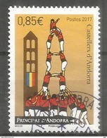 Les Castells D'Andorre (pyramide Humaine),manifestation Culturelle Traditionnelle , Timbre Oblitéré, 1 ère Qualité. 2017 - Used Stamps