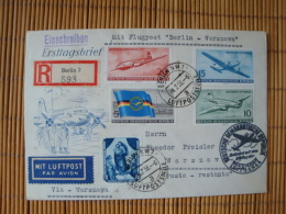 DDR, Flugpostbeleg Einschreiben, Mi-Nr. 512/5 + Zusatzfr., Berlin-Warschau, 4.2.56 - Lettres