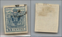 20037 ANTICHI STATI - LOMBARDO VENETO - 1856 - 45 Cent Azzurro (22) Carta A Macchina - Usato (100) - Andere & Zonder Classificatie