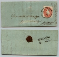 20053 ANTICHI STATI - LOMBARDO VENETO - Este 1.7.62 - 5 Soldi Rosso (33) Isolato Su Letterina Con Carta Filigranata Per  - Other & Unclassified