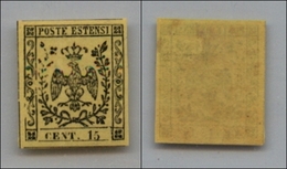 20088 ANTICHI STATI - MODENA - 1852 - 15 Cent Giallo (3) Nuovo Con Gomma - Leggera Traccia Di Linguella (140+) - Altri & Non Classificati