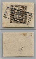 20099 ANTICHI STATI - MODENA - 1852 - 25 Cent Camoscio Chiaro (4) Su Frammento (90) - Andere & Zonder Classificatie