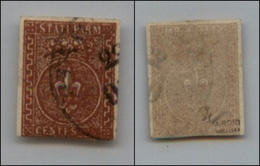 20179 ANTICHI STATI - PARMA - 1855 - 25 Cent Bruno Rosso (8) Usato (800) - Andere & Zonder Classificatie